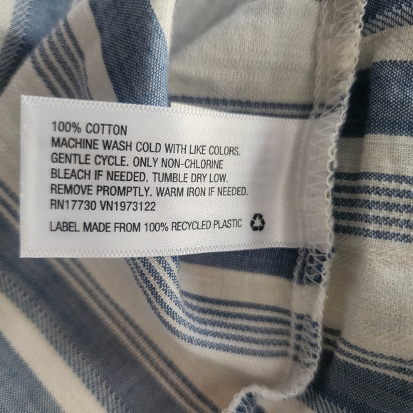 A New Day Womens Striped Tunic Button Down Shirt Oversized XS Blue White Pocket. - Picture 10 of 11